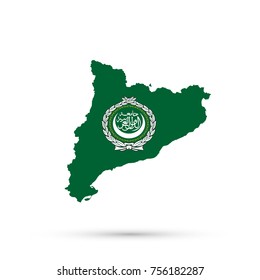 Catalonia map in Arab League flag colors, editable vector.