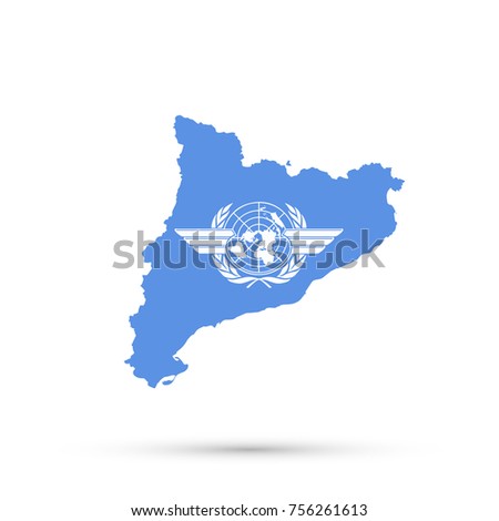 Catalonia map in International Civil Aviation Organization (ICAO) flag colors, editable vector.