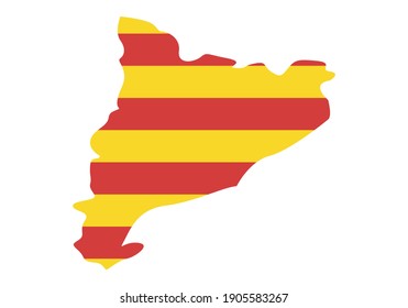 
Catalonia map silhouette with Catalonia flag