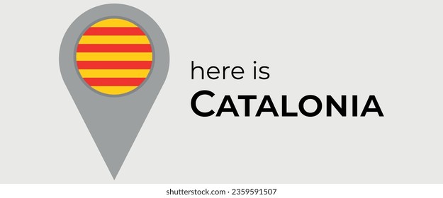 Catalonia national flag map marker pin icon illustration