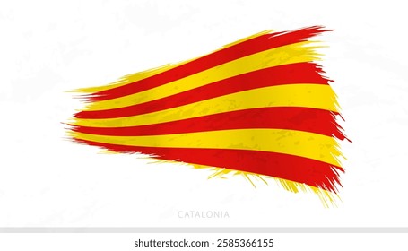 Catalonia National Flag with Textured Brush Strokes. Artistic Brush Stroke Design.