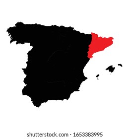 Catalonia province highlighted on Spain map Vector EPS 10