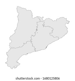 Catalonia provinces map. Gray background. Perfect for backgrounds, backdrop, banner, chart, sticker, label, poster and wallpaper.