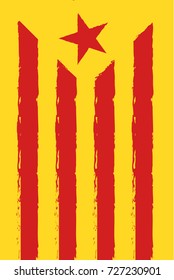 Catalonia red and yellow color stripes, colorful brush strokes painted national flag banner. Painted texture. Independence day patriotic background. Modern design poster, vector illustration.