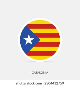 Catalonia round flag icon with shadow.