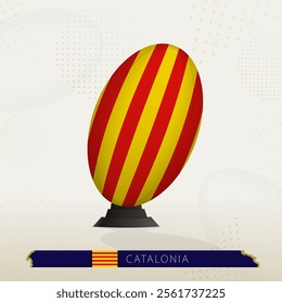 Catalonia Rugby Ball on Rugby Kicking Tees with Modern Design. Illustration perfect for sports, national pride, and rugby-related projects.