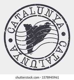 Catalonia Spain Stamp Postal. Map Silhouette Seal. Passport Round Design. Vector Icon. Design Retro Travel.