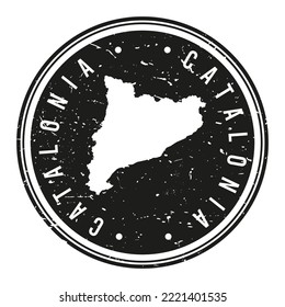 Catalonia, Spain Stamp Travel Passport. Design Retro Symbol Country. Old Vintage Postmark.