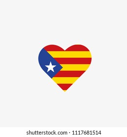 Catalonia Vector Flag Inside heart shape graphic element Illustration template design
