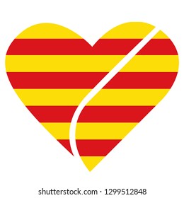 catalonian flag in heart vector