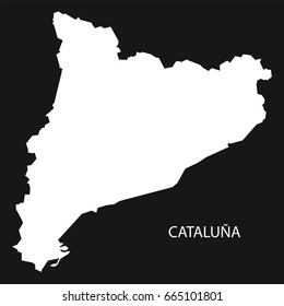 Cataluna Spain map black inverted silhouette illustration