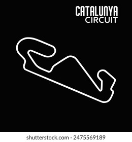 Catalunya circuit for motorsport and autosport. Barcelona Spain grand prix race track. Black background	