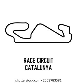 Catalunya Circuit Vector. Circuit Race Track Illustration with Editable Stroke. Stock Vector.