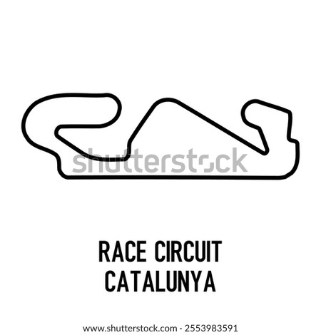 Catalunya Circuit Vector. Circuit Race Track Illustration with Editable Stroke. Stock Vector.
