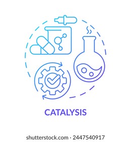 Catalysis blue gradient concept icon. Chemical reaction, molecular processes. Toxic substances. Round shape line illustration. Abstract idea. Graphic design. Easy to use presentation, article