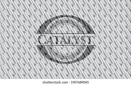 Catalyst silver color emblem. Scales pattern. Vector Illustration. Detailed. 