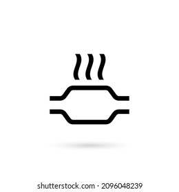 Catalytic converter, black icon on a white background. Transport repair concept, replacement of cleaning systems 