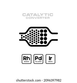 Catalytic converter and chemical element system icon. Logo concept 