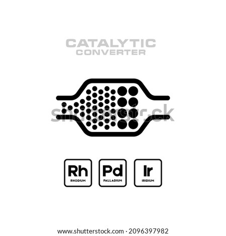 Catalytic converter and chemical element system icon. Logo concept 