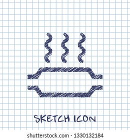 Catalytic converter overheat warning vector hmi dashboard sketch icon 