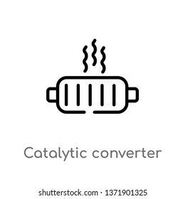 catalytic converter vector line icon. Simple element illustration. catalytic converter outline icon from transportation concept. Can be used for web and mobile