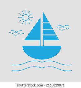 Catamaran Boat Logo Concept. Illustration Vector Graphic of Catamaran Boat Design