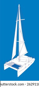 Catamaran Boat Vector Drawing Look Like Paint