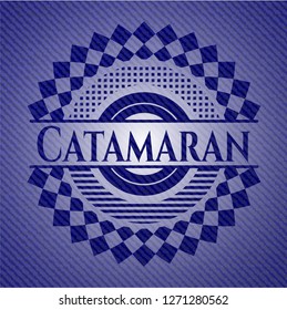 Catamaran emblem with denim texture