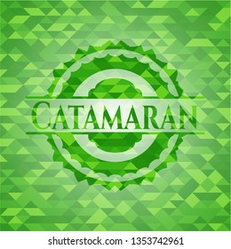 Catamaran green emblem with mosaic background