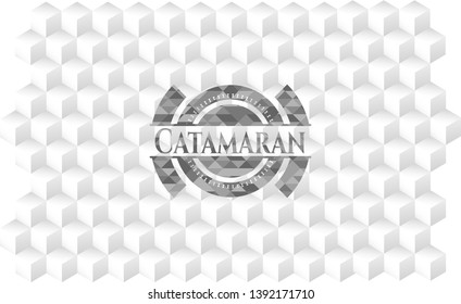 Catamaran grey emblem with cube white background