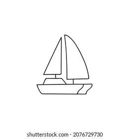 catamaran icon. boat, ship symbol in flat black line style, isolated on white 