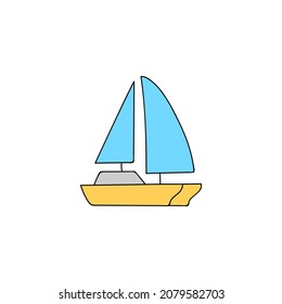 Catamaran Icon Boat Ship Symbol Color Stock Vector (Royalty Free ...