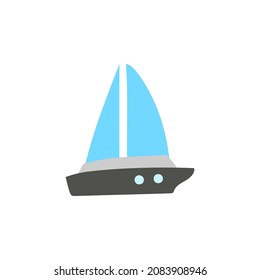 Catamaran Icon. Boat, Ship Symbol In Color Icon, Isolated On White Background 