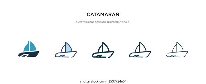 catamaran icon in different style vector illustration. two colored and black catamaran vector icons designed in filled, outline, line and stroke style can be used for web, mobile, ui