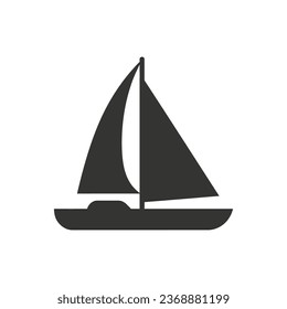 Catamarán en el icono del agua en fondo blanco - Ilustración vectorial simple