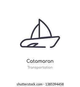 catamaran outline icon. isolated line vector illustration from transportation collection. editable thin stroke catamaran icon on white background