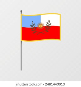 Catamarca region flag on flagpole. Vector illustration.