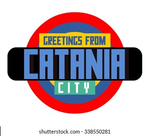 Catania beautiful city in europe. vector cartoon illustration