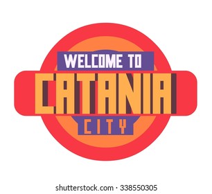 Catania beautiful city in europe. vector cartoon illustration