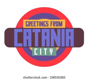 Catania beautiful city in europe. vector cartoon illustration