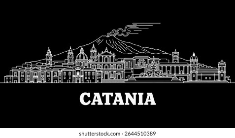 Catania Skyline Etna vulcão Itália Preto.