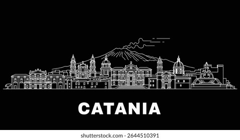 Catania Skyline Itália silhueta da cidade com preto.