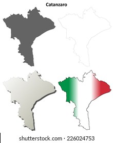 Catanzaro blank detailed outline map set