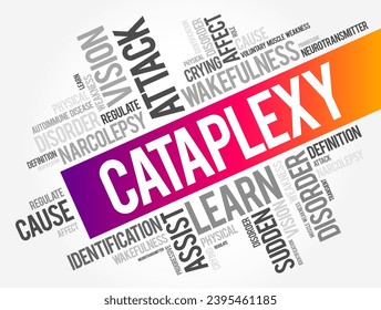 Cataplexy is a sudden muscle weakness that occurs while a person is awake, word cloud concept background