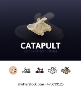 Catapult color icon, vector symbol in flat, outline and isometric style isolated on blur background