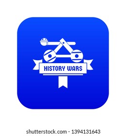 Catapult icon blue vector isolated on white background