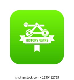 Catapult icon green vector isolated on white background