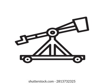 Catapult icon. Medieval siege weapon symbol. Ancient military equipment.