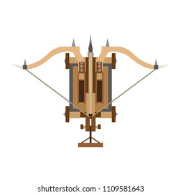 Catapult icon top view medieval war weapon illustration vector old white wooden siege ancient artillery castle above