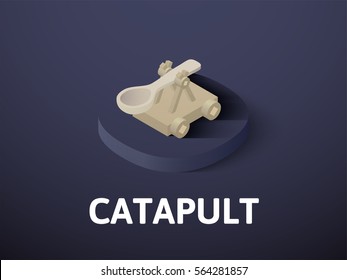 Catapult icon, vector symbol in flat isometric style isolated on color background
